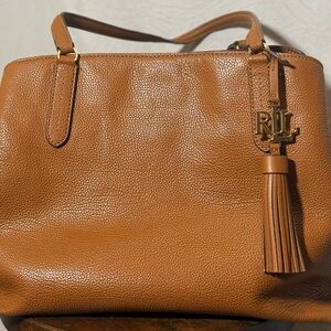 Ralph Lauren Brown Cowhide Leather Shoulder Tote Bag